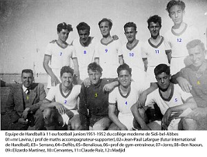 COLLEGE MODERNE LECLERC SIDI BEL ABBES SPORT FOOT 1951 JUNIOR